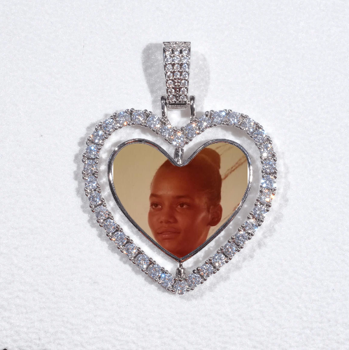 3D Spinning 2-Faced Heart Custom Picture Pendant
