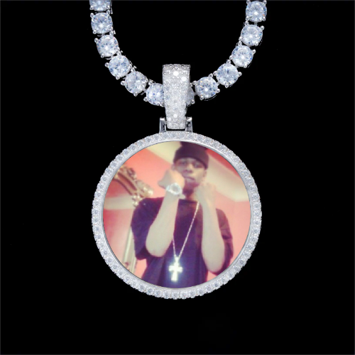 925S & VVS Moissanite 3D Circle Custom Picture Pendant