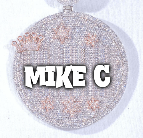 CUSTOM LETTER NECKLACE 3D BIG CROWN DISC