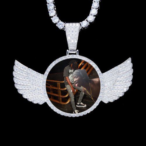 925S & VVS Moissanite 3D Wing Custom Picture Pendant