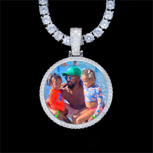 925S & VVS Moissanite 3D Circle Custom Picture Pendant