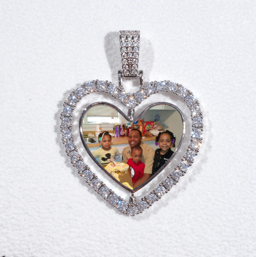 3D Spinning 2-Faced Heart Custom Picture Pendant
