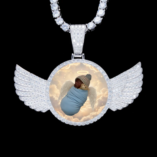 925S & VVS Moissanite 3D Wing Custom Picture Pendant