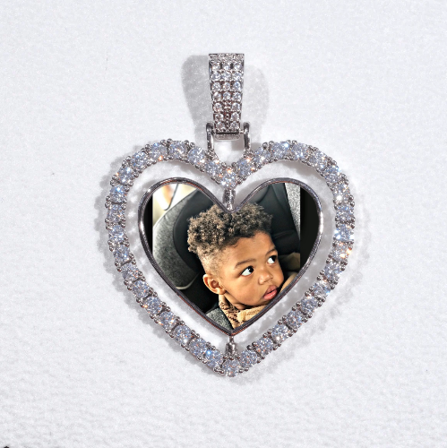 3D Spinning 2-Faced Heart Custom Picture Pendant