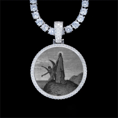 925S & VVS Moissanite 3D Circle Custom Picture Pendant