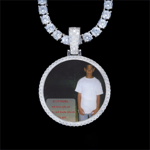 925S & VVS Moissanite 3D Circle Custom Picture Pendant