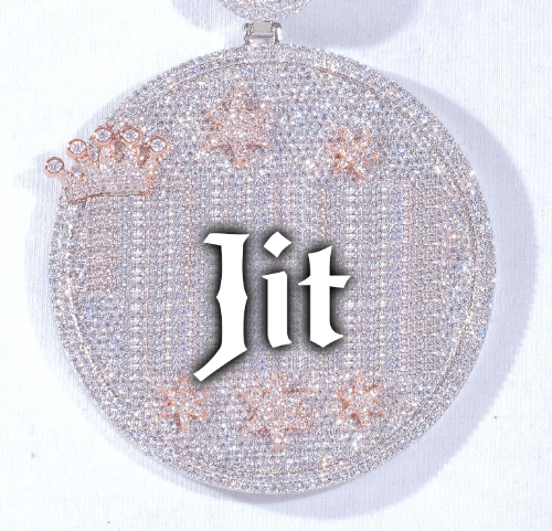 CUSTOM LETTER NECKLACE 3D BIG CROWN DISC