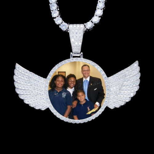 925S & VVS Moissanite 3D Wing Custom Picture Pendant