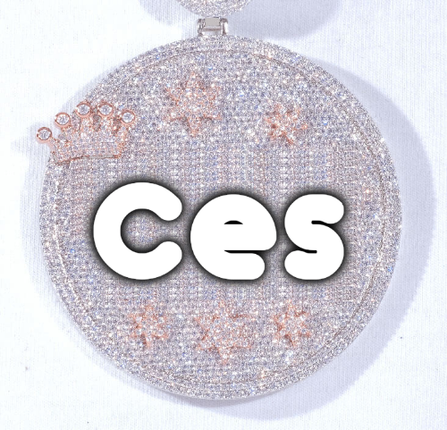 CUSTOM LETTER NECKLACE 3D BIG CROWN DISC