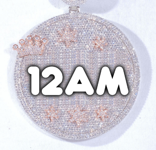 CUSTOM LETTER NECKLACE 3D BIG CROWN DISC