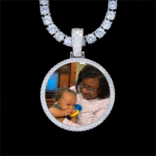 925S & VVS Moissanite 3D Circle Custom Picture Pendant