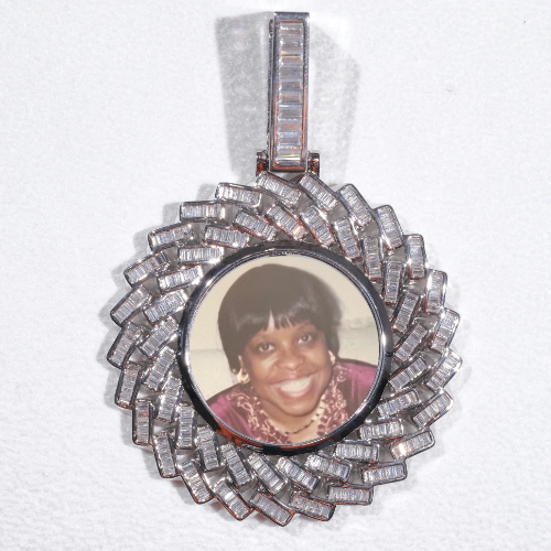 Large 3D Baguette Custom Picture Pendant