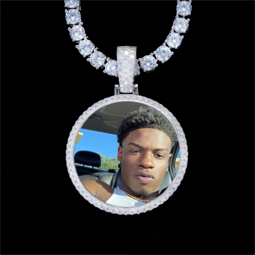 925S & VVS Moissanite 3D Circle Custom Picture Pendant