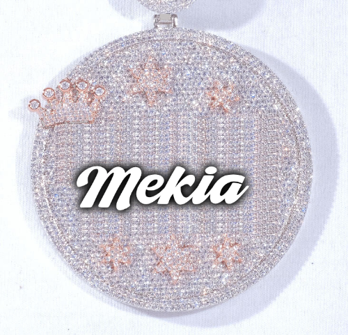 CUSTOM LETTER NECKLACE 3D BIG CROWN DISC