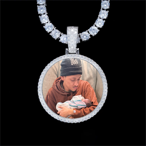 925S & VVS Moissanite 3D Circle Custom Picture Pendant