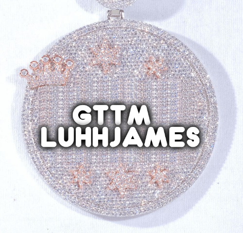 CUSTOM LETTER NECKLACE 3D BIG CROWN DISC