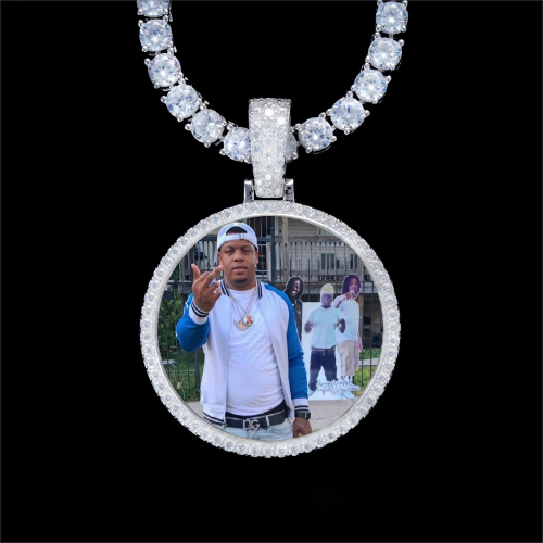 925S & VVS Moissanite 3D Circle Custom Picture Pendant