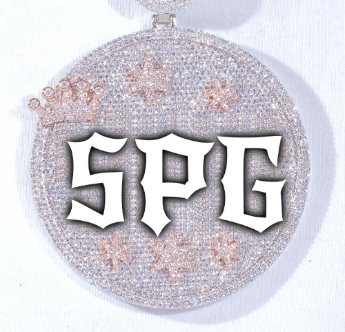 CUSTOM LETTER NECKLACE 3D BIG CROWN DISC