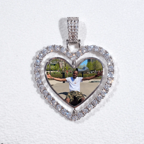 3D Spinning 2-Faced Heart Custom Picture Pendant