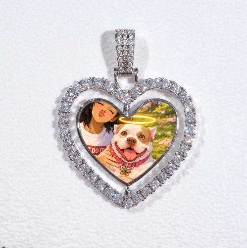 3D Spinning 2-Faced Heart Custom Picture Pendant