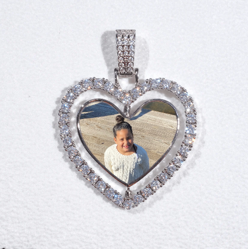 3D Spinning 2-Faced Heart Custom Picture Pendant