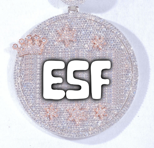 CUSTOM LETTER NECKLACE 3D BIG CROWN DISC