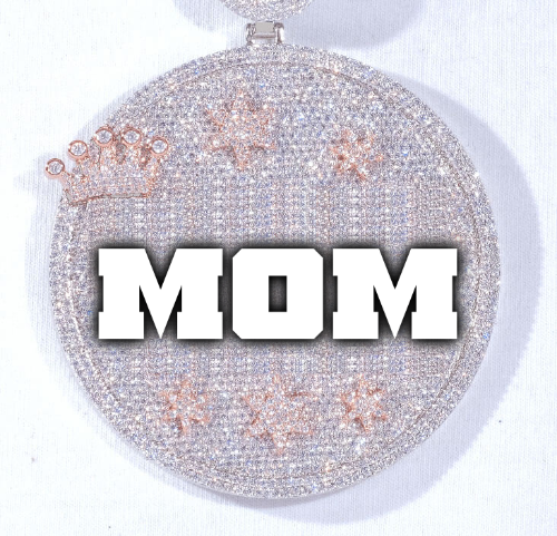 CUSTOM LETTER NECKLACE 3D BIG CROWN DISC