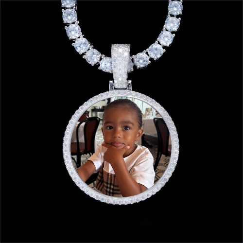 925S & VVS Moissanite 3D Circle Custom Picture Pendant