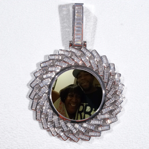 Large 3D Baguette Custom Picture Pendant