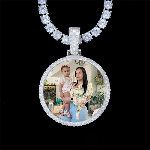 925S & VVS Moissanite 3D Circle Custom Picture Pendant