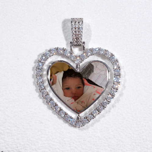 3D Spinning 2-Faced Heart Custom Picture Pendant