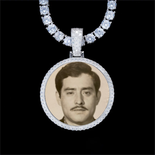 925S & VVS Moissanite 3D Circle Custom Picture Pendant