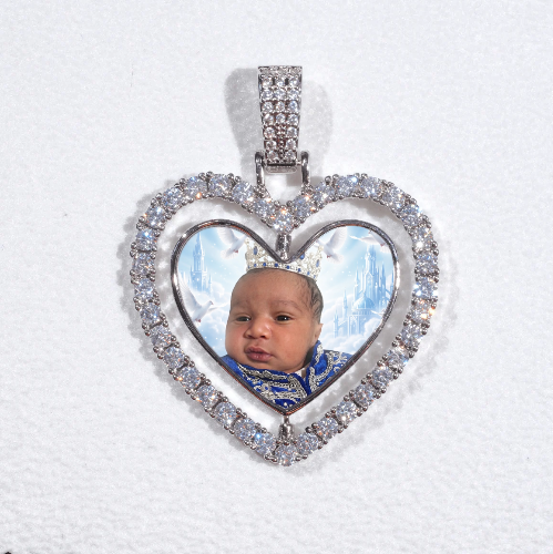 3D Spinning 2-Faced Heart Custom Picture Pendant