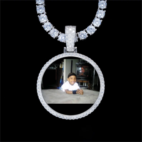 925S & VVS Moissanite 3D Circle Custom Picture Pendant