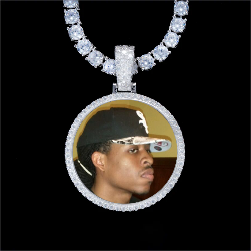 925S & VVS Moissanite 3D Circle Custom Picture Pendant