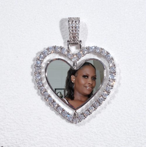 3D Spinning 2-Faced Heart Custom Picture Pendant
