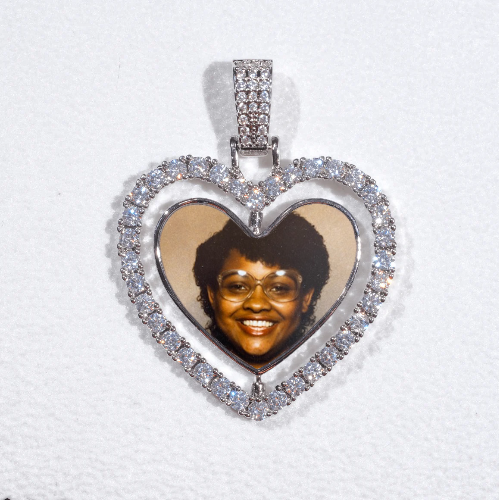 3D Spinning 2-Faced Heart Custom Picture Pendant