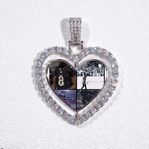 3D Spinning 2-Faced Heart Custom Picture Pendant