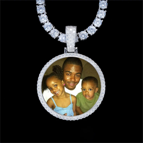 925S & VVS Moissanite 3D Circle Custom Picture Pendant