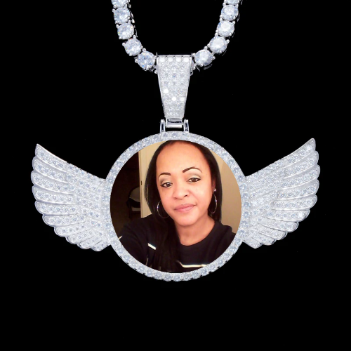 925S & VVS Moissanite 3D Wing Custom Picture Pendant