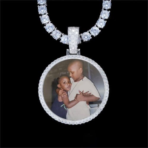 925S & VVS Moissanite 3D Circle Custom Picture Pendant