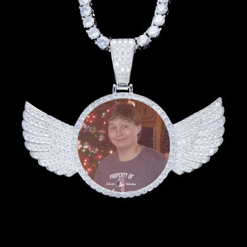 925S & VVS Moissanite 3D Wing Custom Picture Pendant