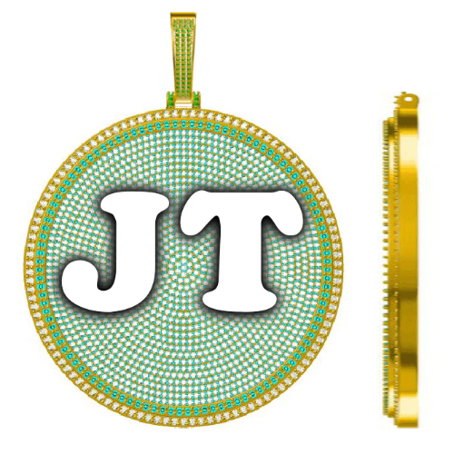 CUSTOM LETTER NECKLACE 3D BIG DISC