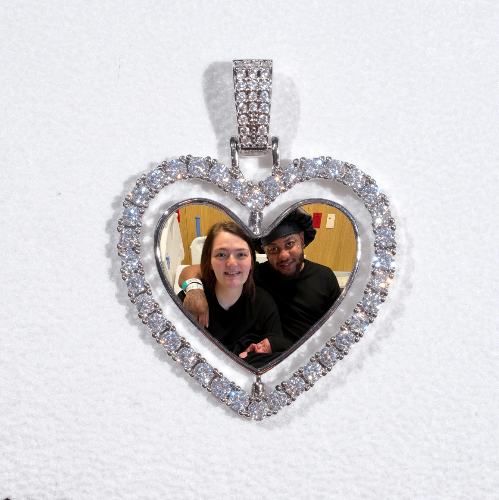 3D Spinning 2-Faced Heart Custom Picture Pendant