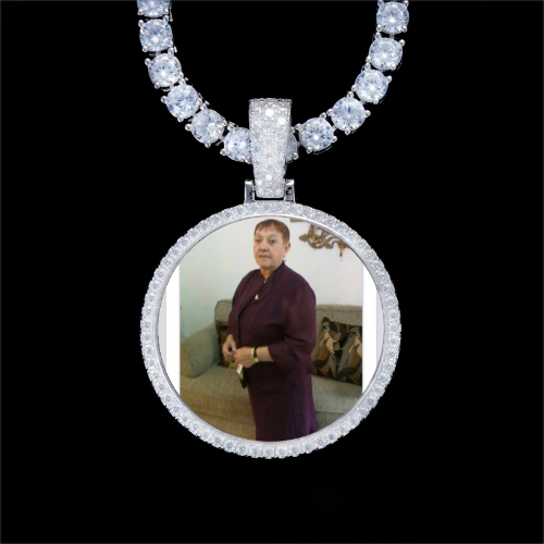 925S & VVS Moissanite 3D Circle Custom Picture Pendant