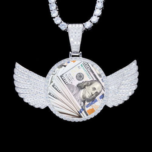 925S & VVS Moissanite 3D Wing Custom Picture Pendant
