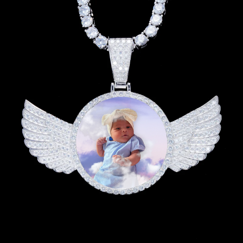 925S & VVS Moissanite 3D Wing Custom Picture Pendant