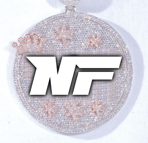 CUSTOM LETTER NECKLACE 3D BIG CROWN DISC