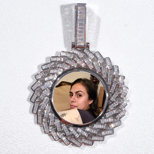 Large 3D Baguette Custom Picture Pendant
