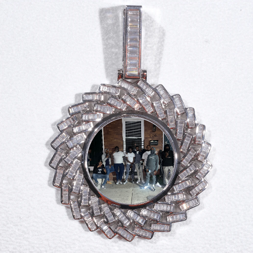 Large 3D Baguette Custom Picture Pendant